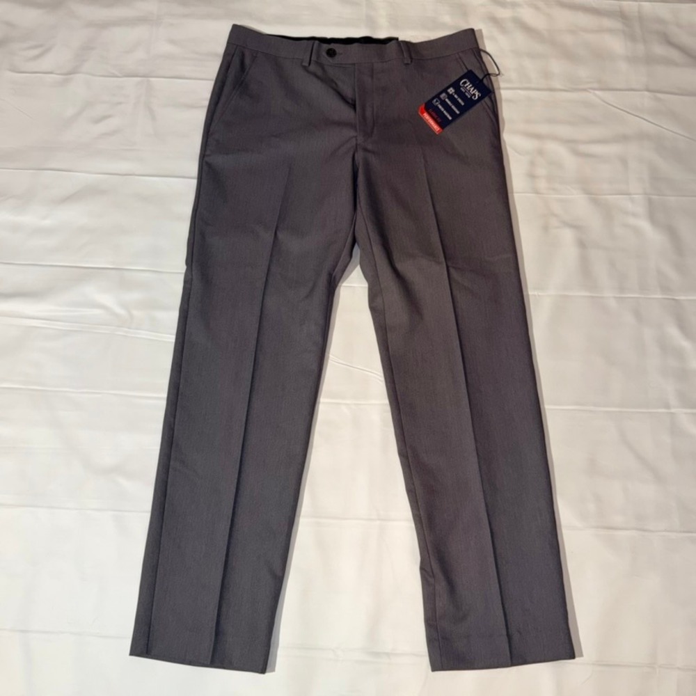 Chaps Dress Pants‎ Mens 32x30 Grey Classic Fit Performance Stretch NWT Office